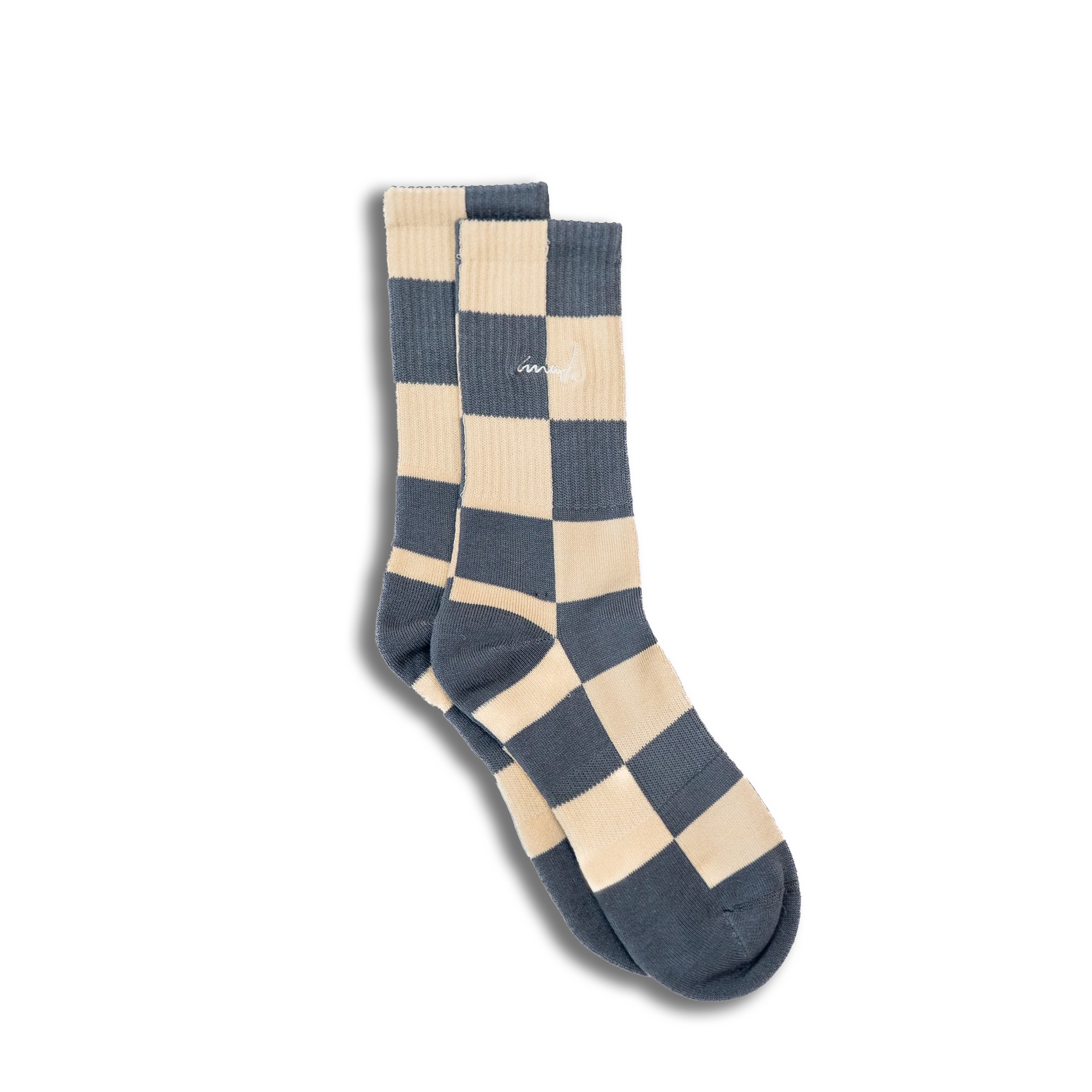 Chess Socks Grey/Off White