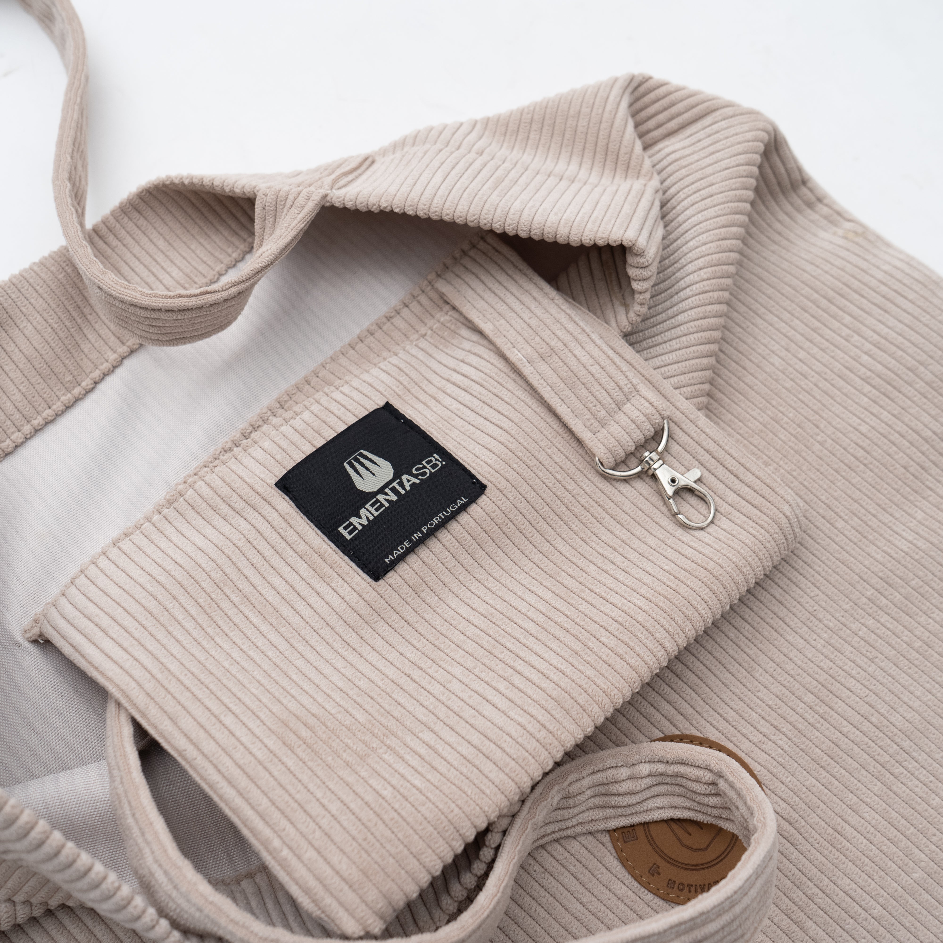 Patch Corduroy Tote Bag Off White