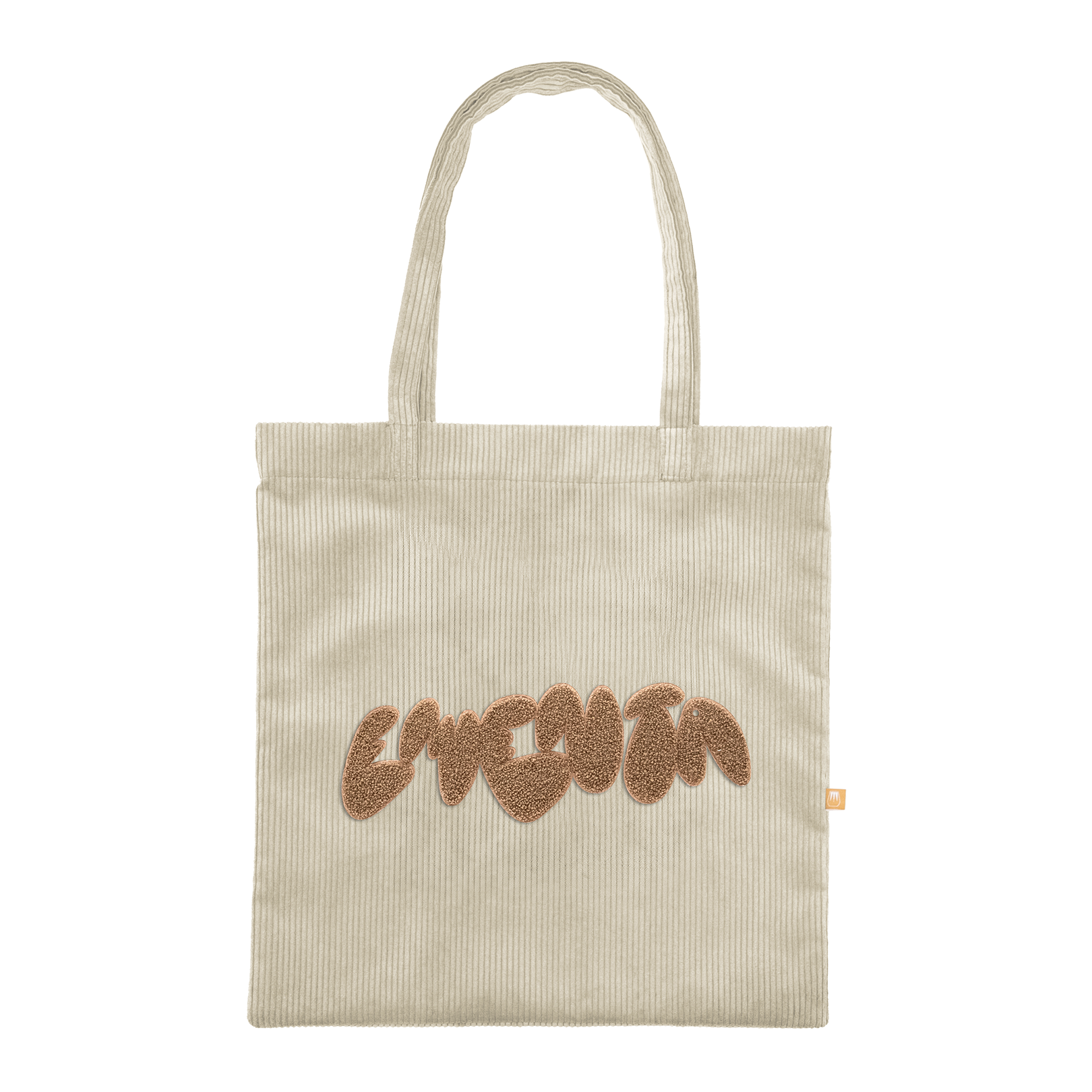Graffiti Corduroy Tote Bag Off White/Brown