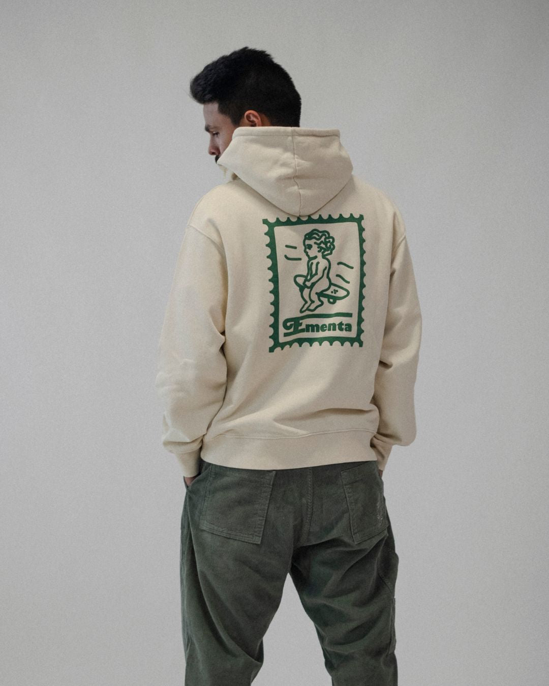 Baby Stamp Embossed Hoodie Off White/Green