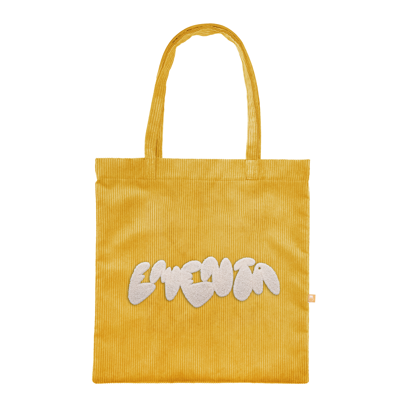 Graffiti Corduroy Tote Bag Yellow/White
