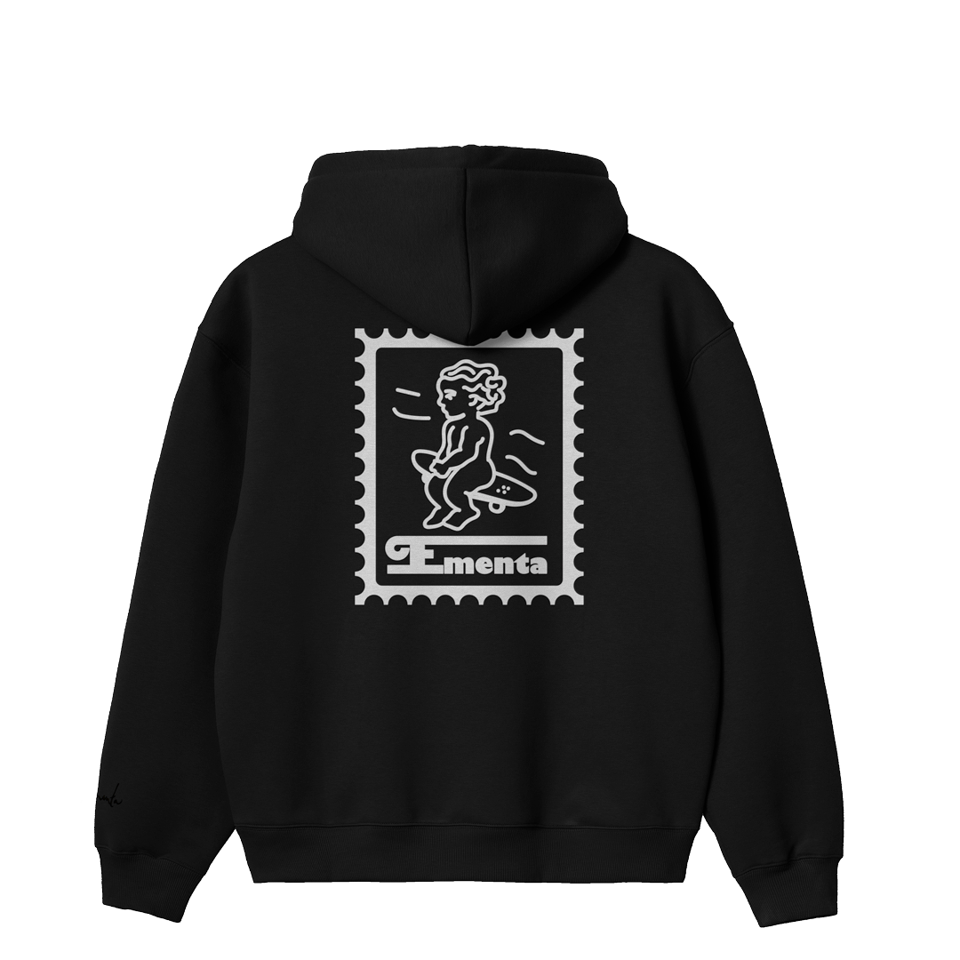 Baby Stamp Embossed Hoodie Black