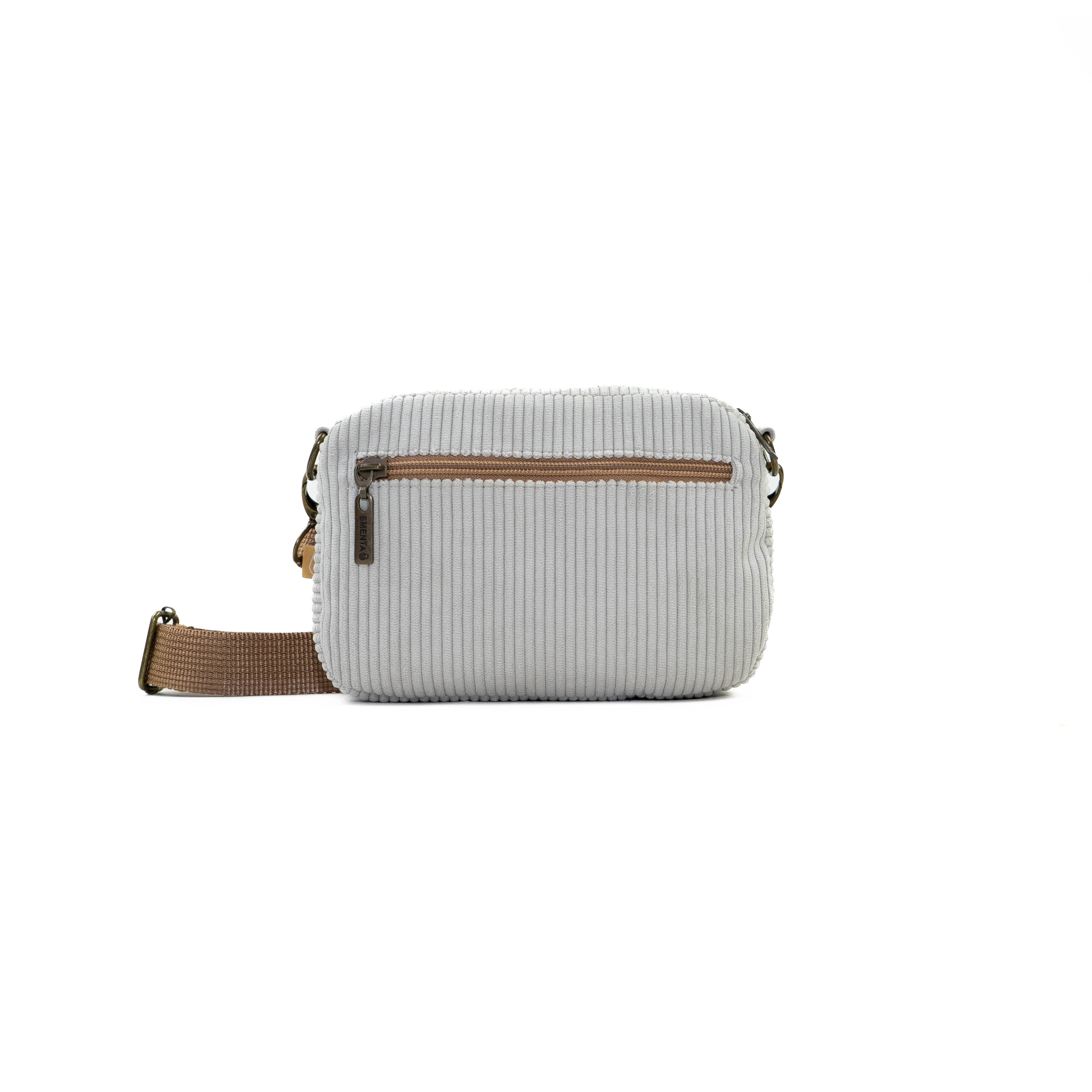 Fluffy Patch Corduroy Bag Off White