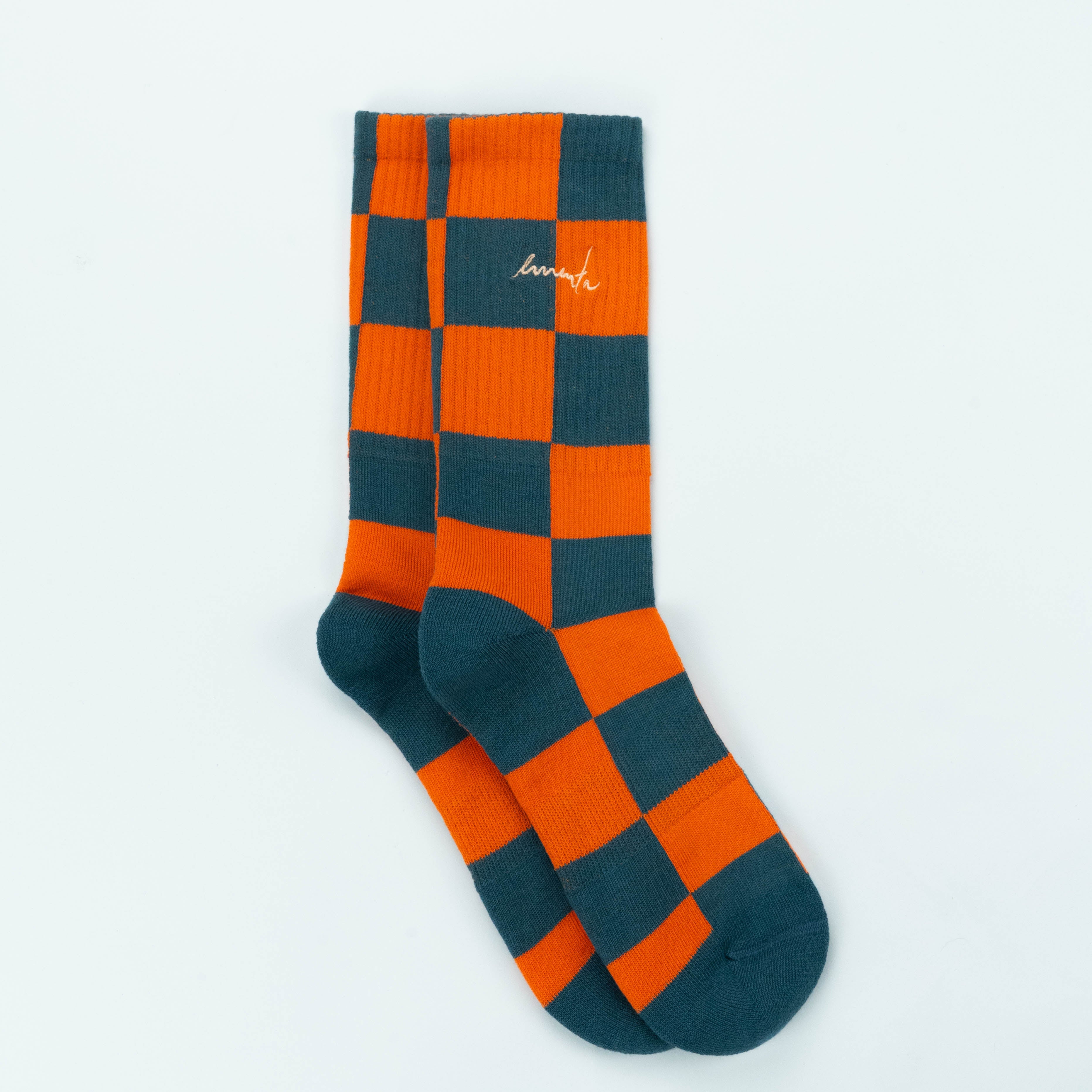 Chess Socks Petrol/Orange